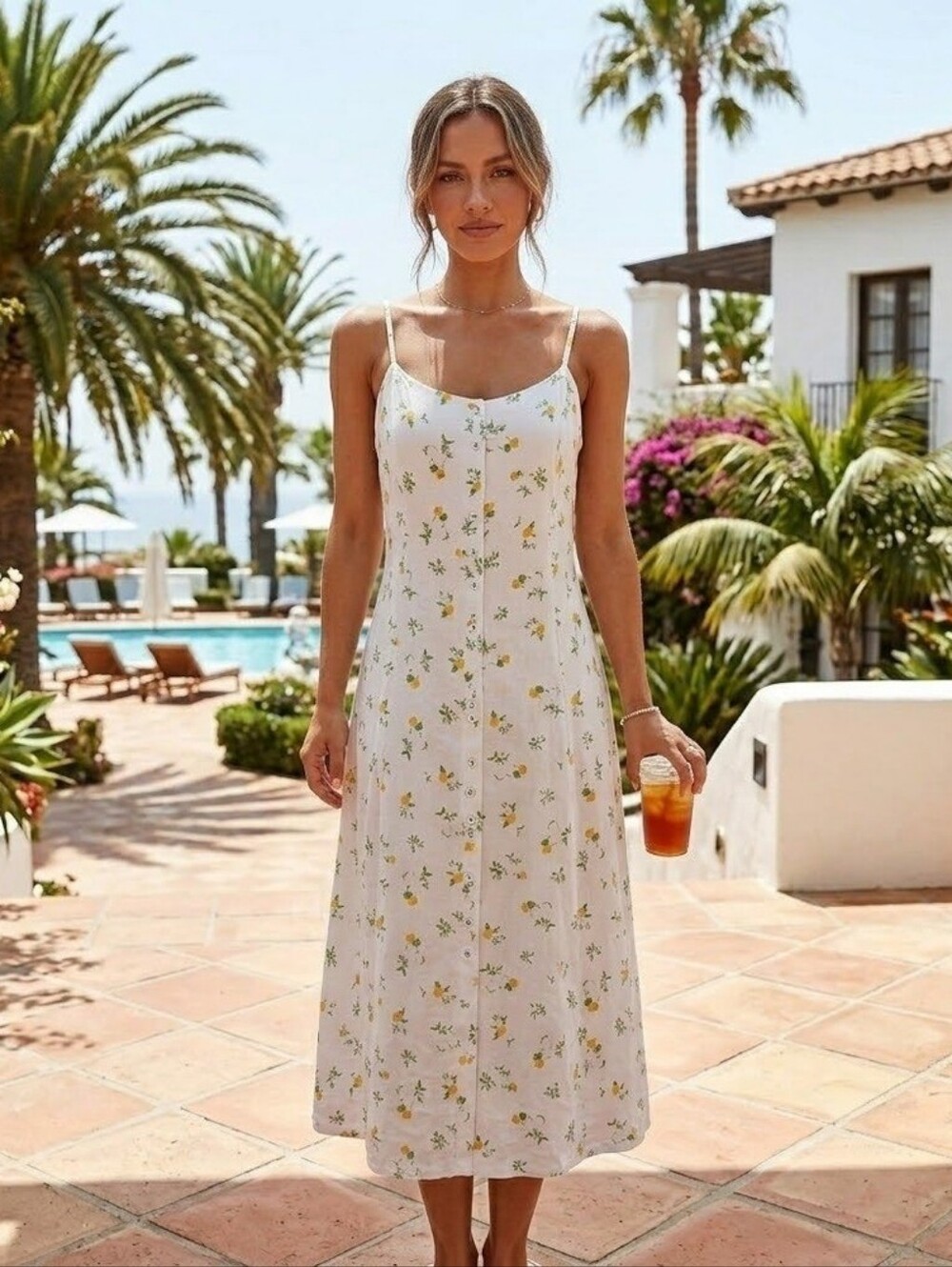 White Lemon Print Maxi Dress 🍋